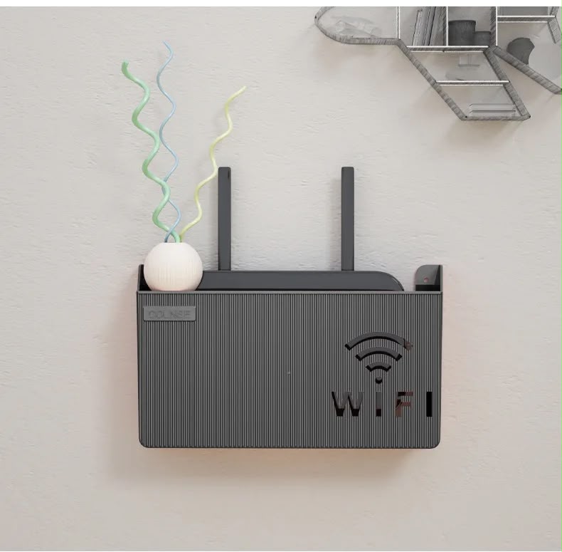 Wall-Mounted WiFi Router & Cable Organizer Shelf