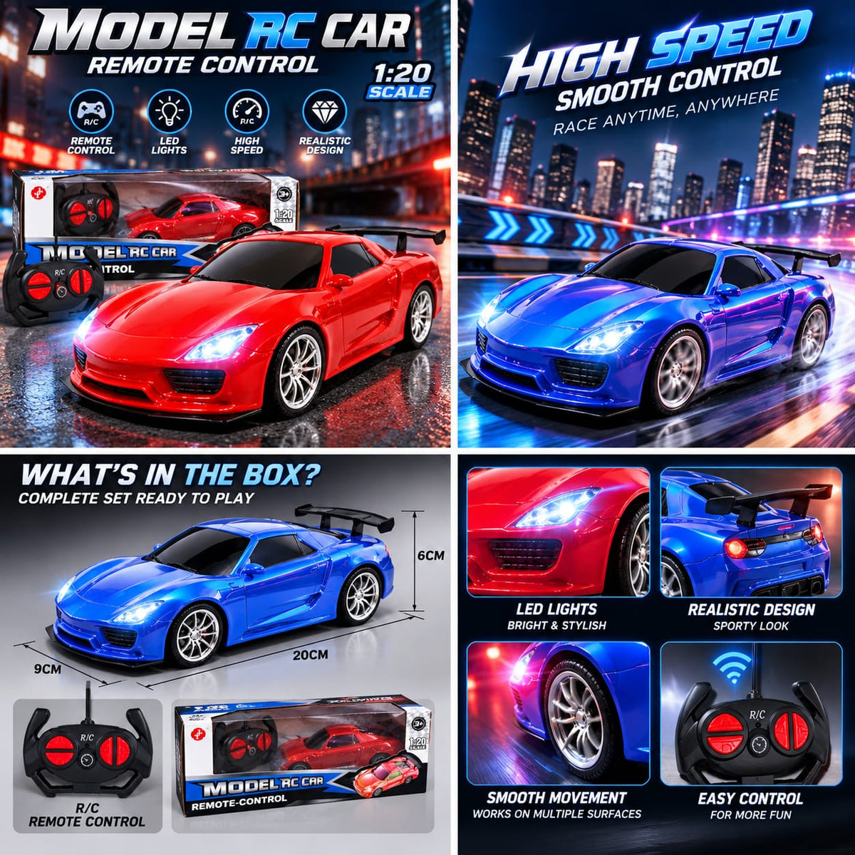 RC Street Racer Sports Car – 1:20 Scale