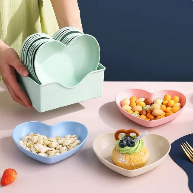 Heart-Shaped 10-Piece Plate Set with Holder