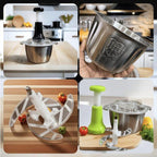 2L Manual Hand-Push Food Chopper with Stainless Steel Blades