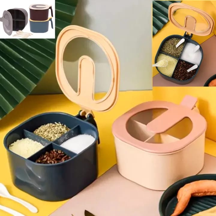 4-Grid Spice Storage Box – Kitchen Organizer