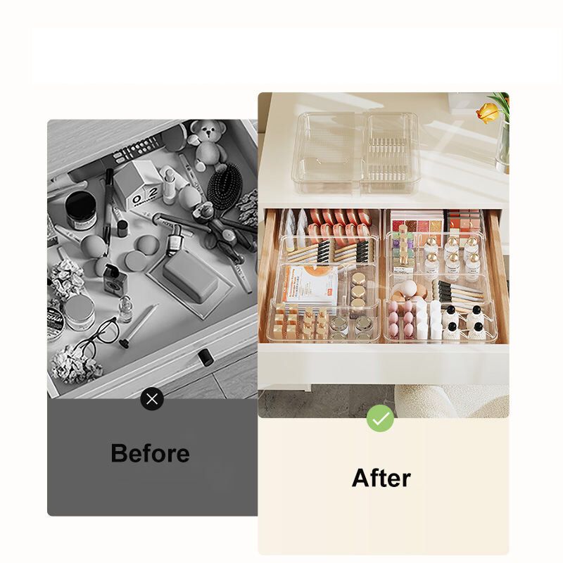 Clear Makeup Drawer Organizer – Shallow Vanity Storage Tray