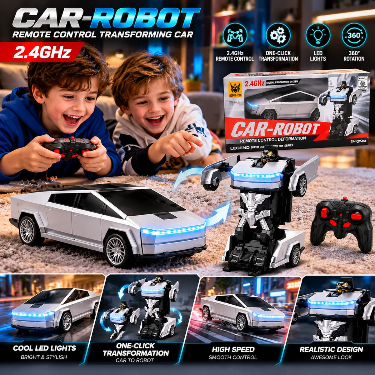 2-in-1 RC Transforming Car Robot