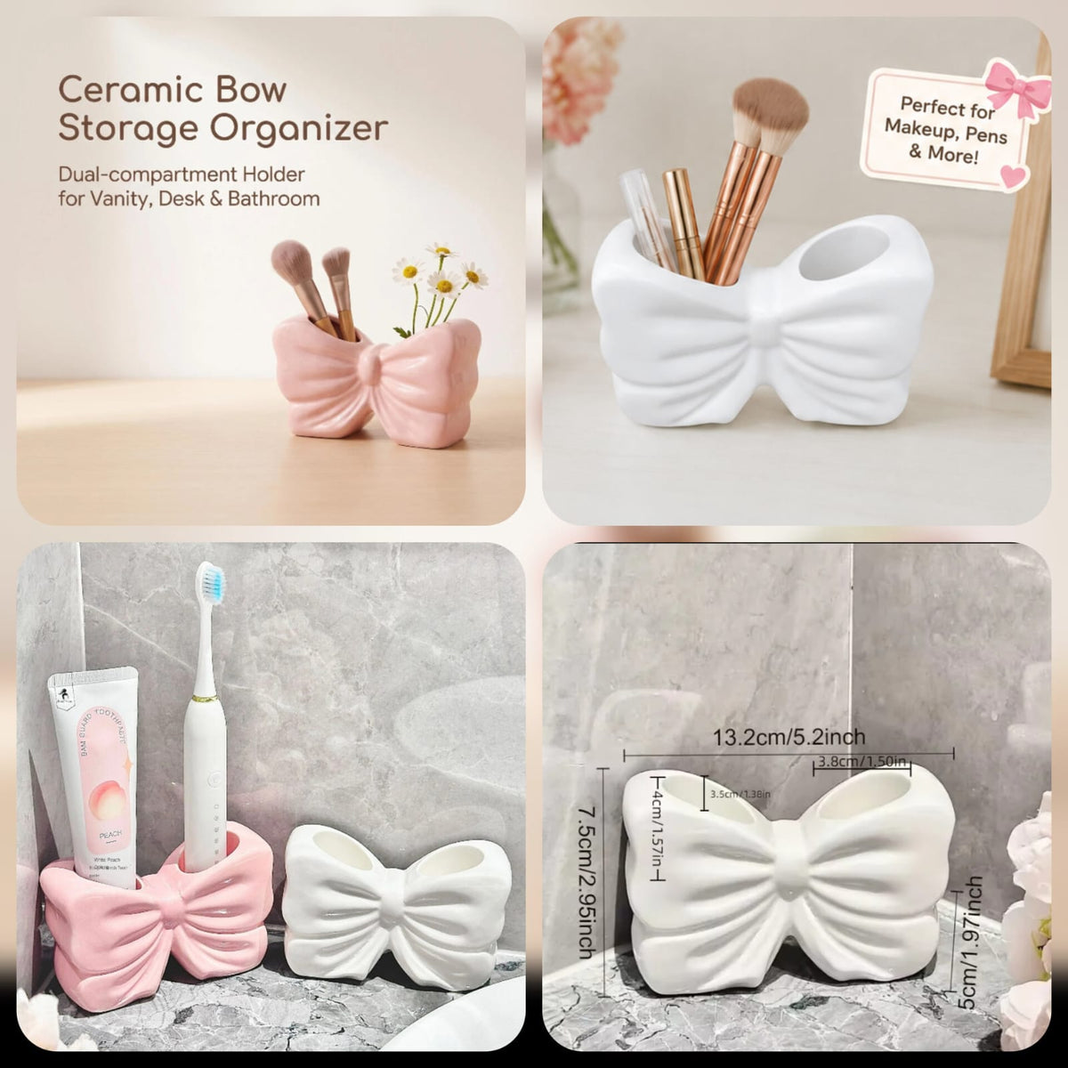 Bow Brush Holder – Stylish Storage Organizer