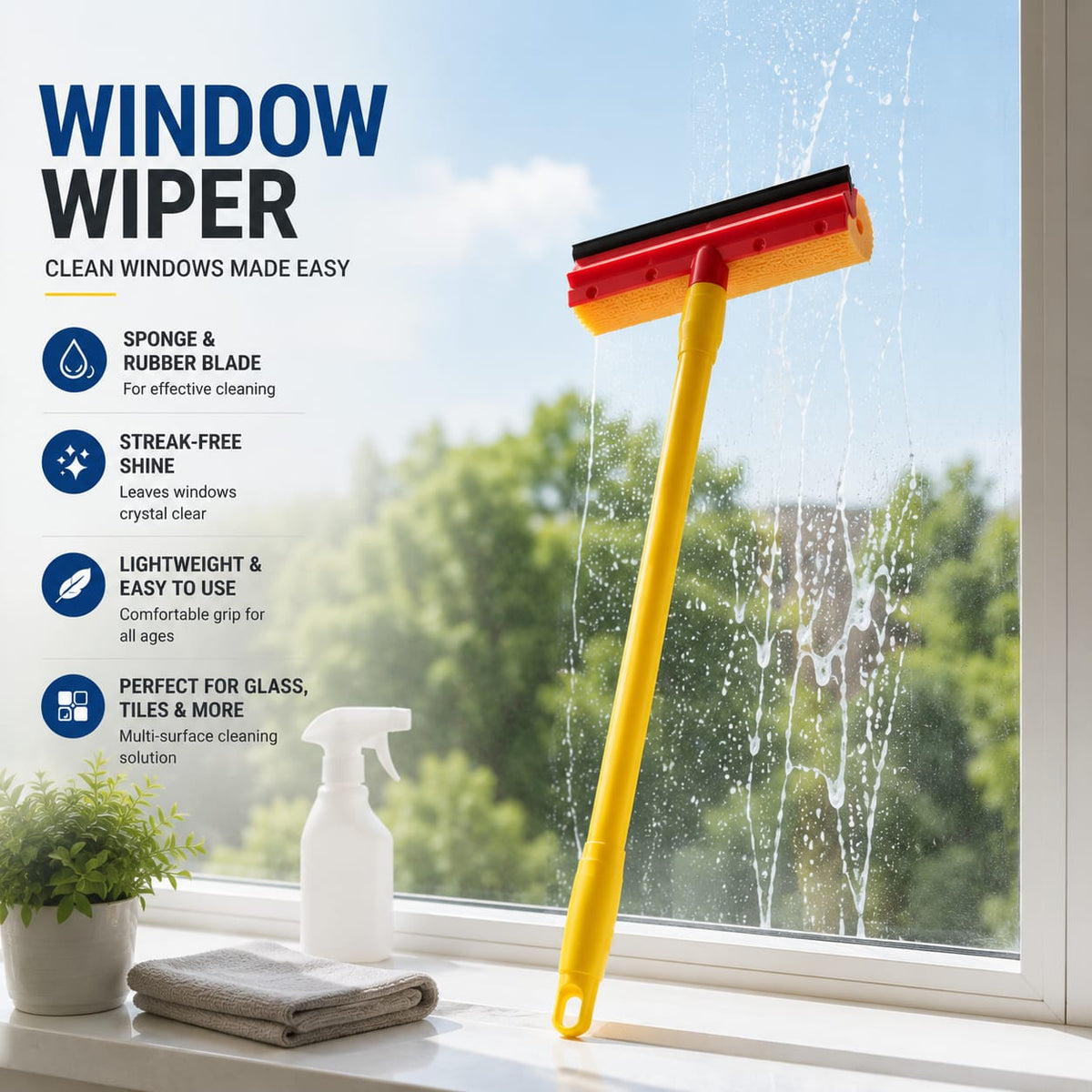 2-in-1 Window &amp; Glass Squeegee Wiper