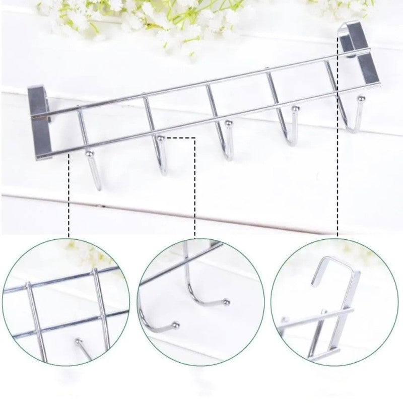 5-Hook Stainless Steel Over-Door Hanger