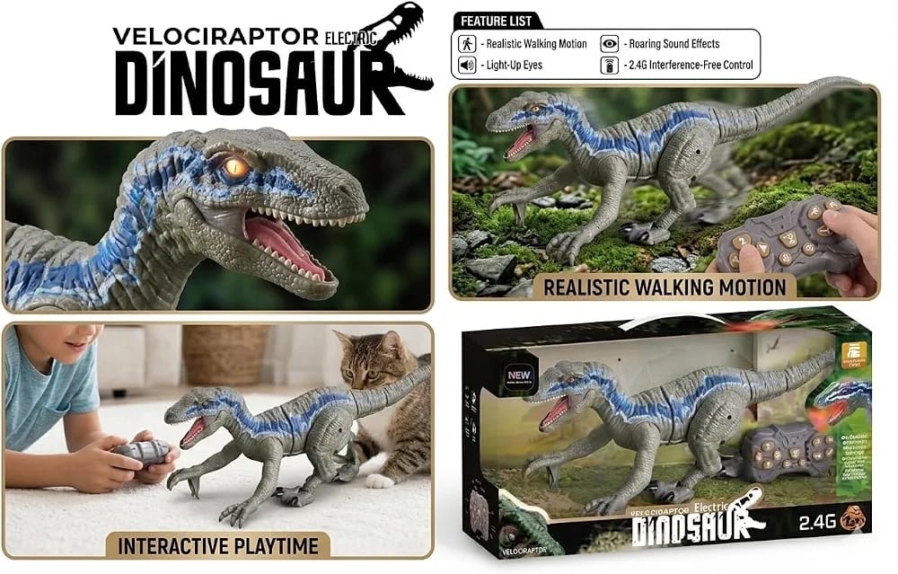 RC Walking Dinosaur Toy with Lights & Sounds