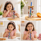 Fruit Design Glass Sipper with Lid &amp; Straw