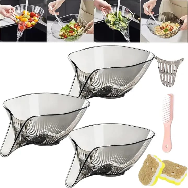 Transparent Multi-Functional Fruit Vegetable Washing Bowl