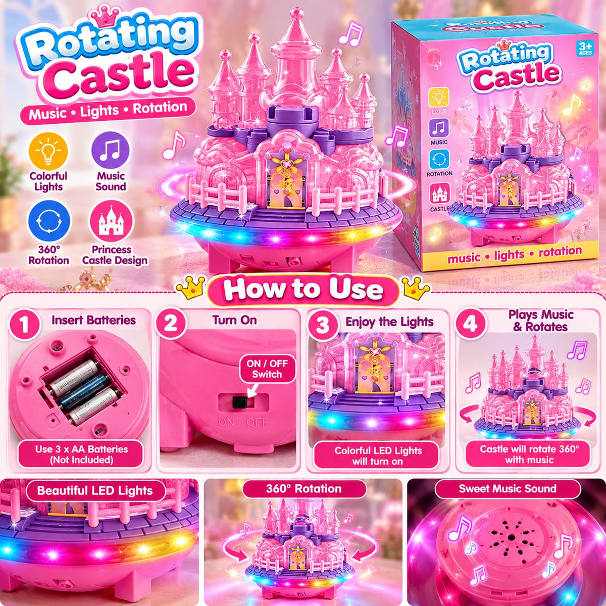 Princess Castle Toy with Music & Lights