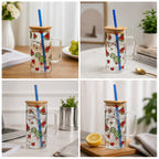 Fruit Design Glass Sipper with Lid &amp; Straw