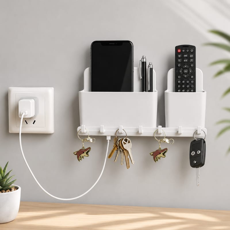 Wall-Mounted Phone Holder & Key Hanger