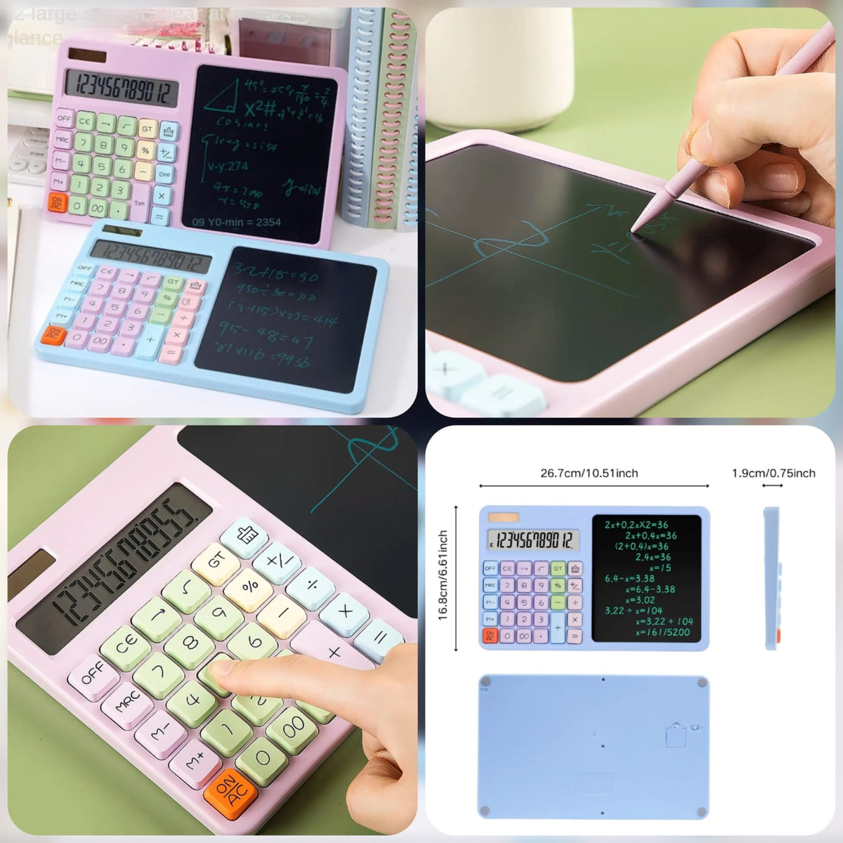 12-Digit Calculator with LCD Writing Tablet