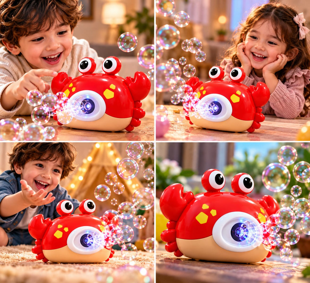 Crab Bubble Camera Toy with LED Lights & Music