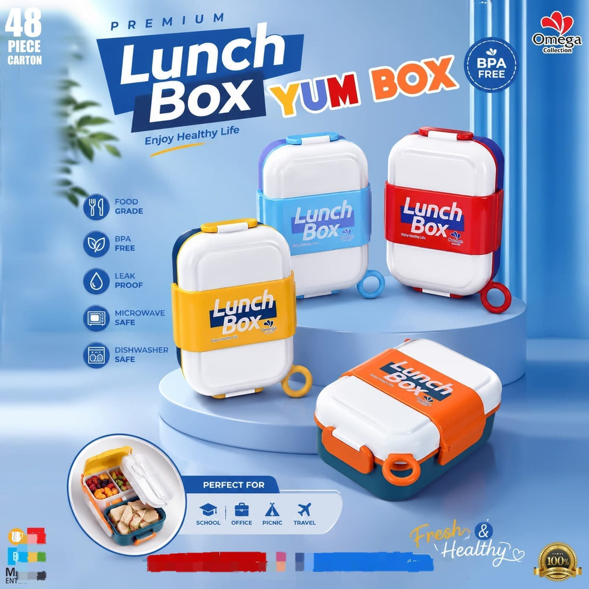 YUMBOX 3-Compartment Kids Lunch Box