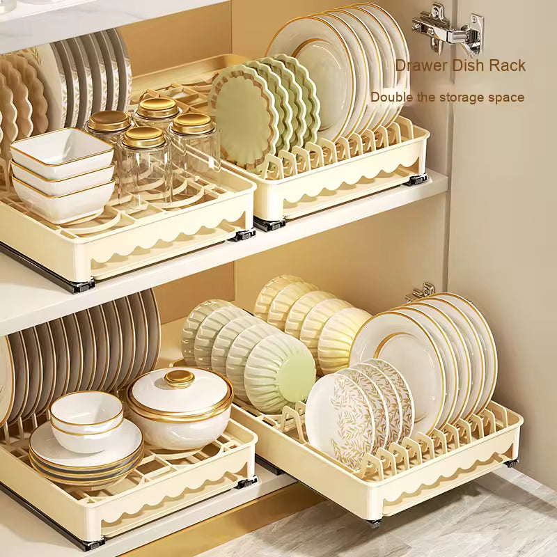 Drill-Free Pull-Out Cabinet Dish Rack