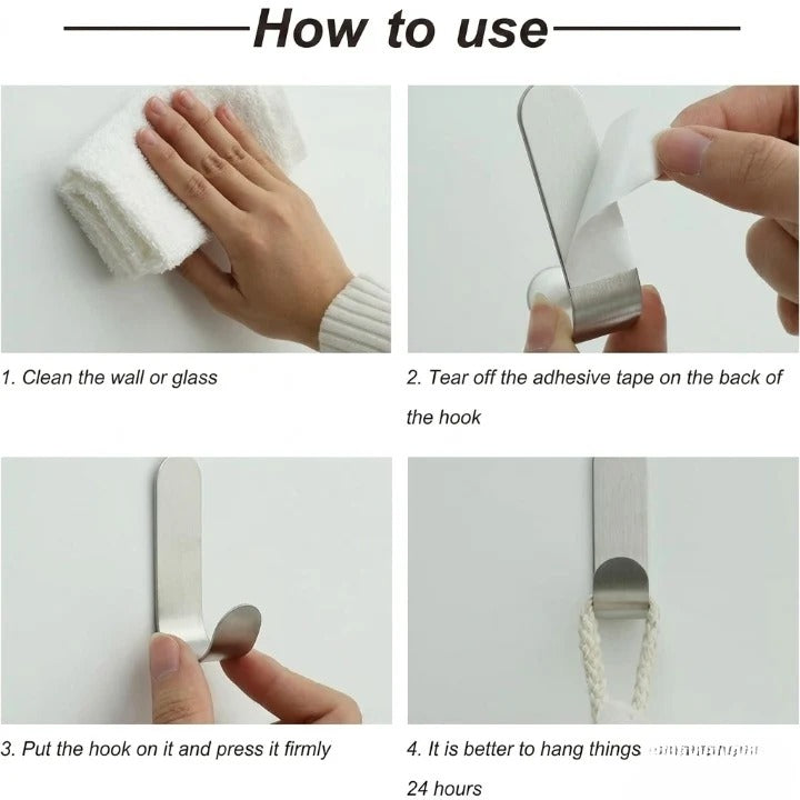 3-Piece Metal Self-Adhesive Wall Hook Set