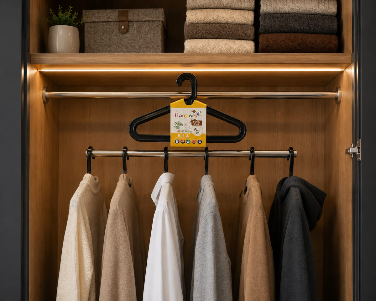 Premium Plastic Clothes Hangers – Pack of 6