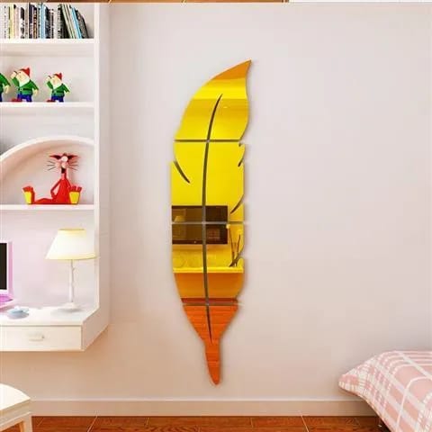 3D Acrylic Leaf Wall Decor – White & Golden