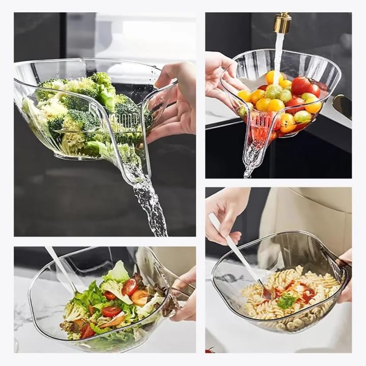 Transparent Multi-Functional Fruit Vegetable Washing Bowl