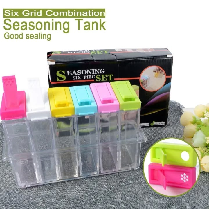 6-Piece Seasoning Spice Jar Set with Crystal Tray