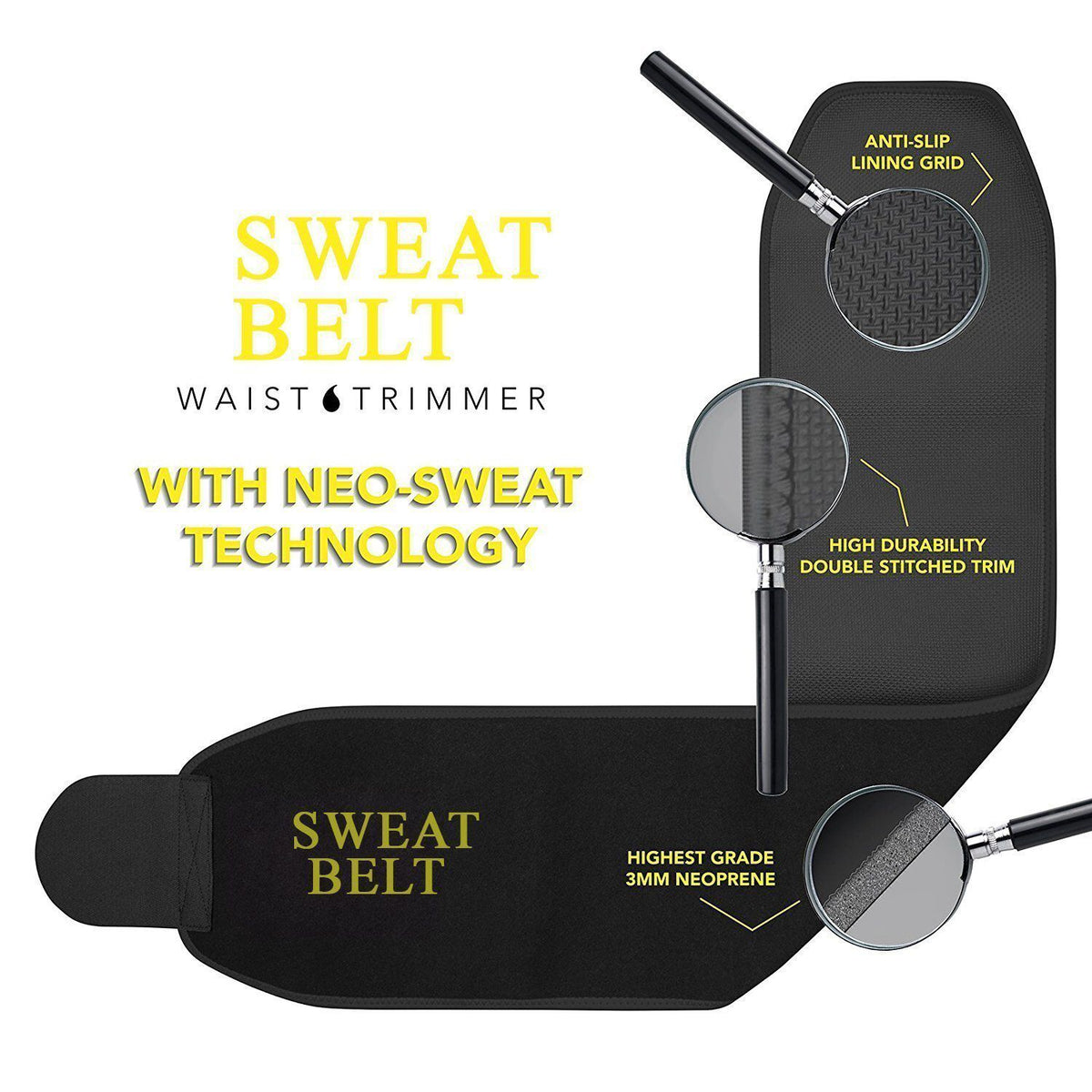 Adjustable Waist Sweat Trimmer Belt – Black