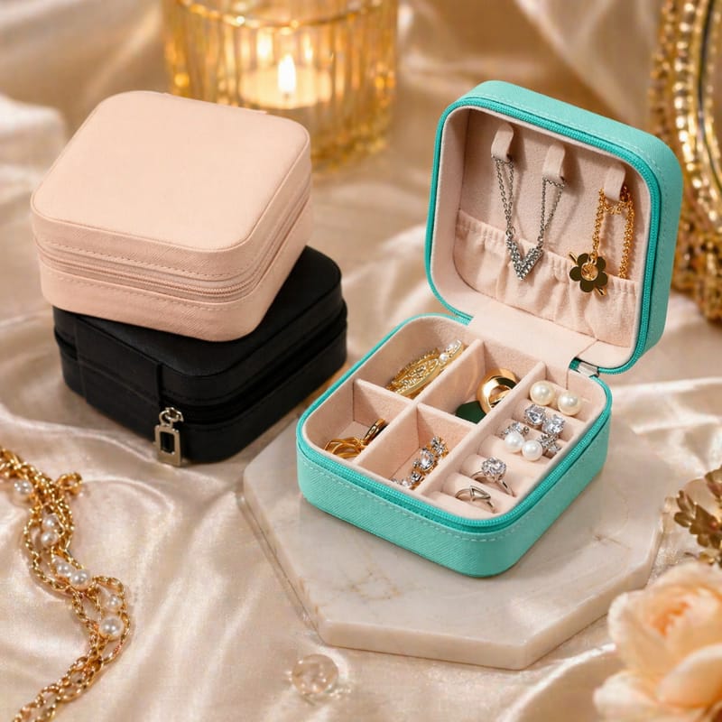Mini Leather Travel Jewelry Organizer