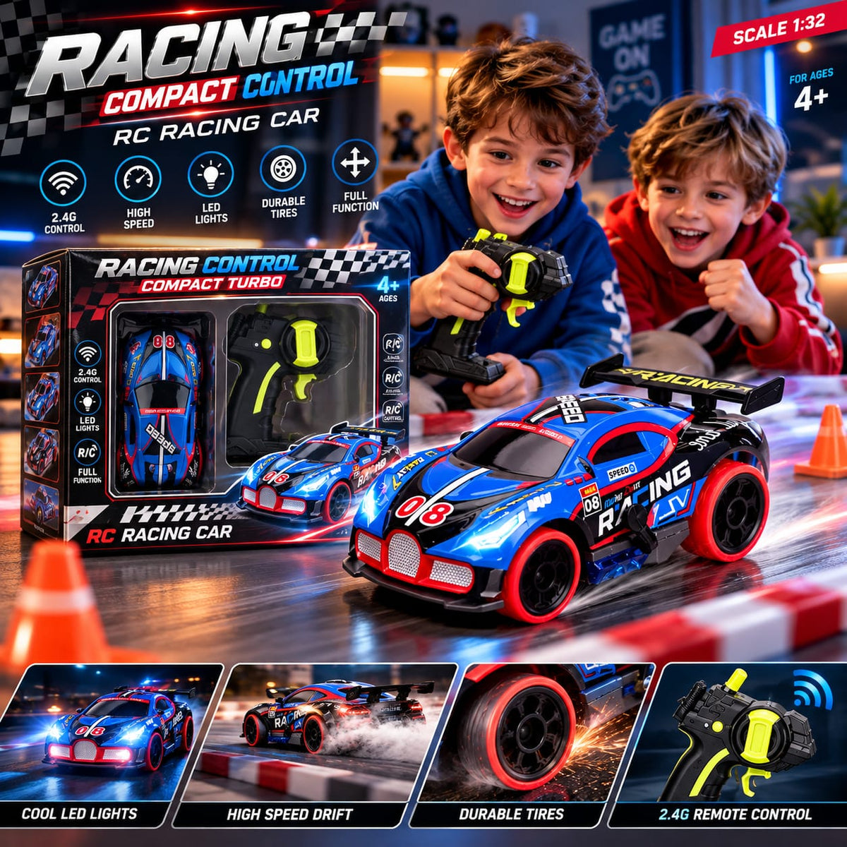 Compact Turbo RC Racing Car