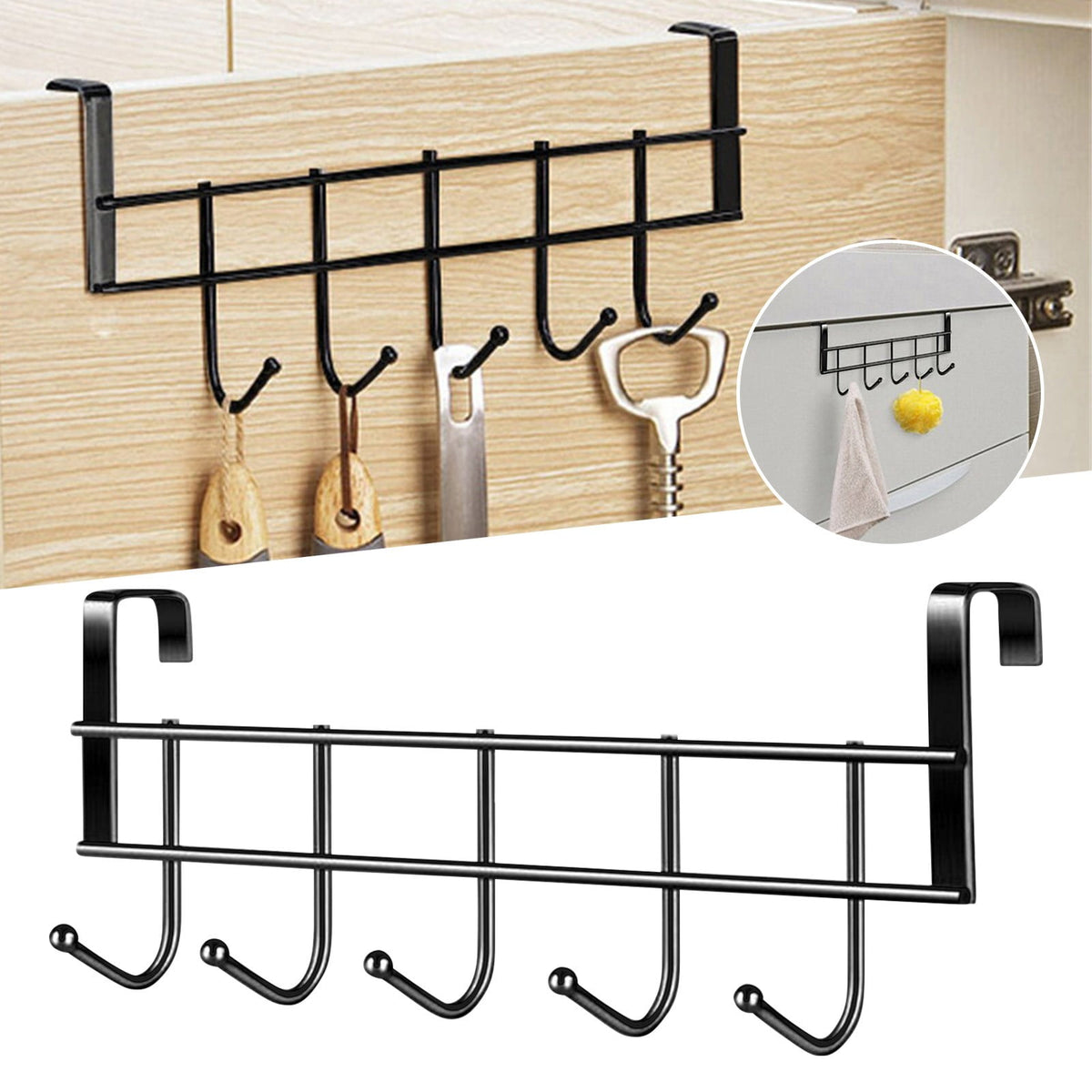 5-Hook Stainless Steel Over-Door Hanger