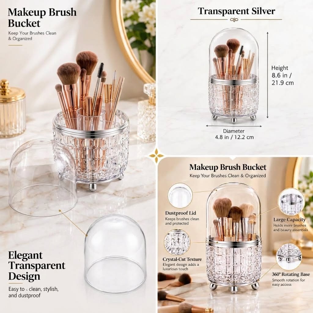 Transparent Dustproof Makeup Brush Holder