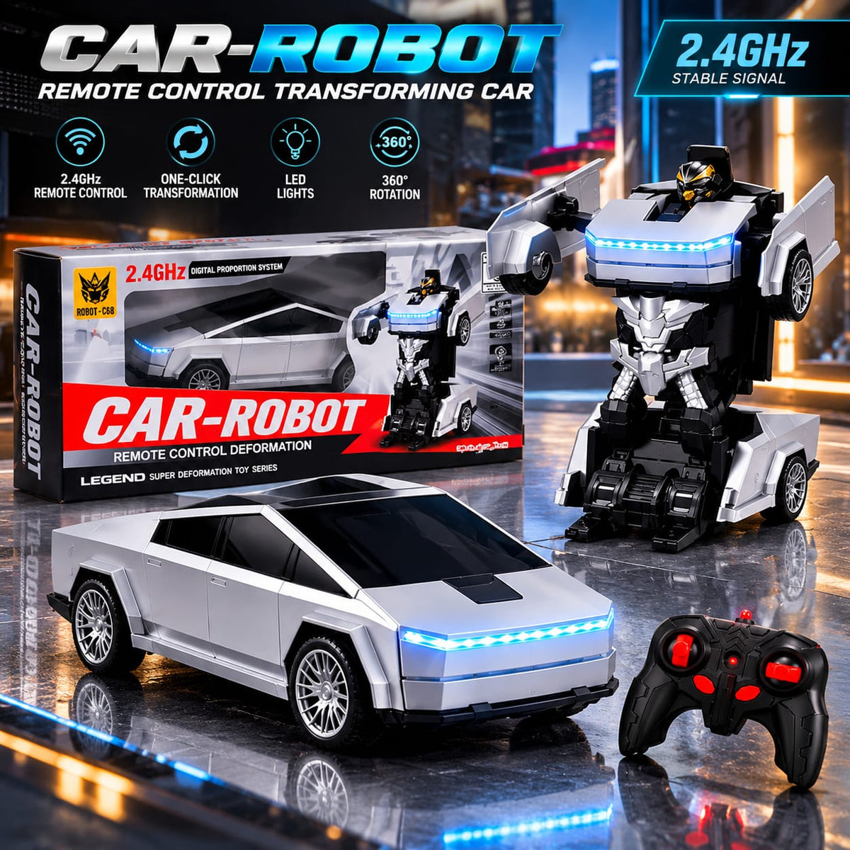 2-in-1 RC Transforming Car Robot