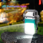USB Rechargeable Dual Arc Electric Lighter with Flashlight