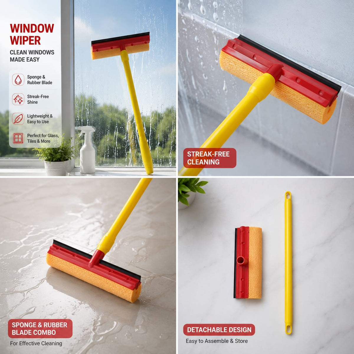 2-in-1 Window &amp; Glass Squeegee Wiper