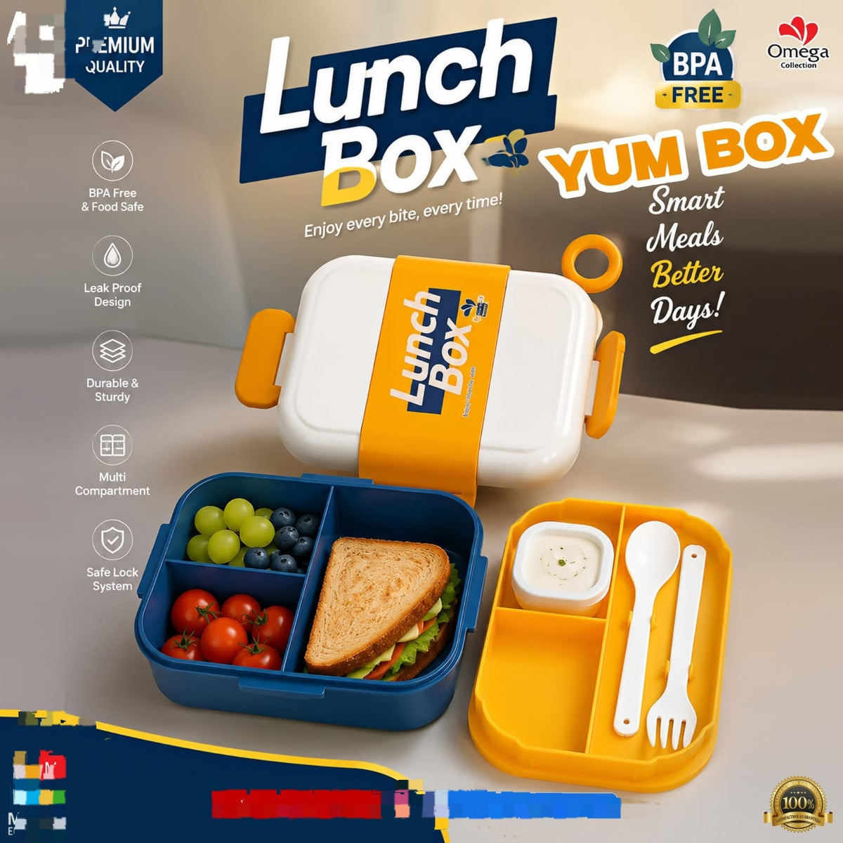 YUMBOX 3-Compartment Kids Lunch Box