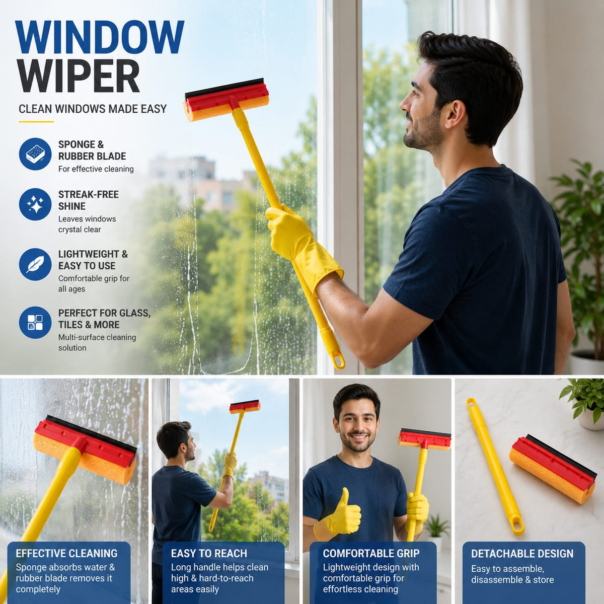 2-in-1 Window &amp; Glass Squeegee Wiper
