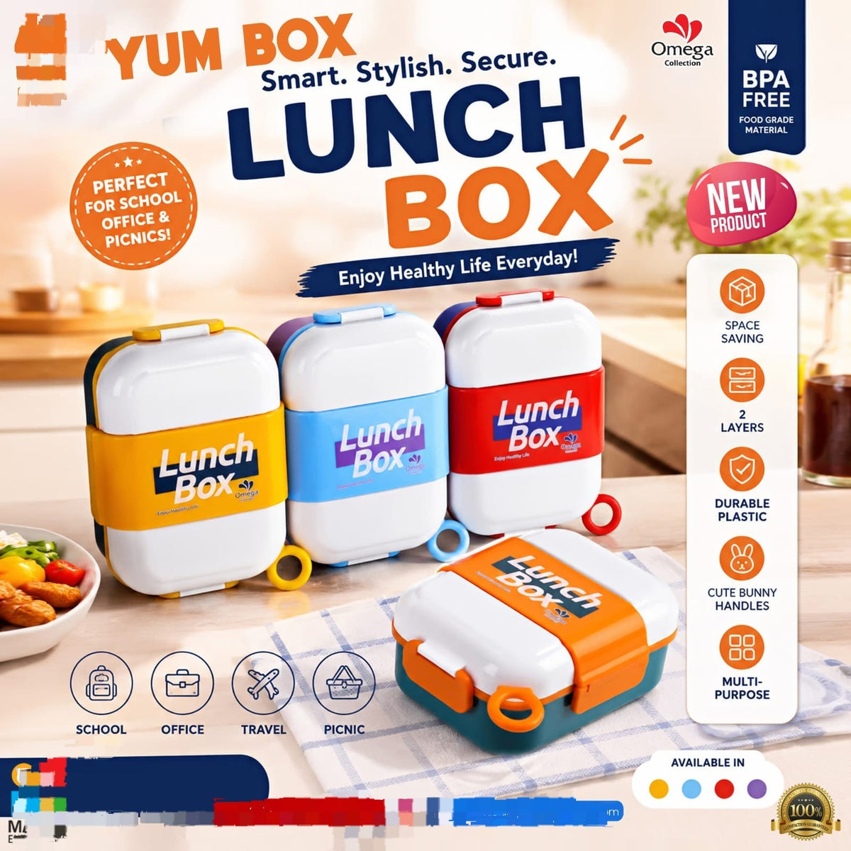 YUMBOX 3-Compartment Kids Lunch Box