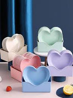Heart-Shaped 10-Piece Plate Set with Holder