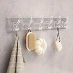 Transparent 6-Hook Wall-Mounted Hanging Strip